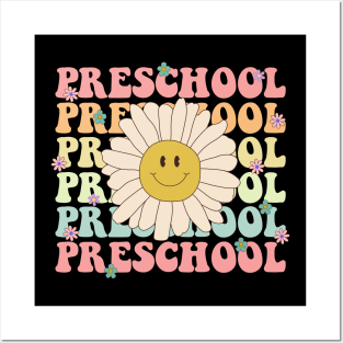 Groovy Preschool Cute Back To School First Day of Pre K Posters and Art